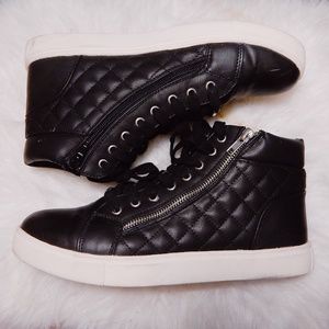 Steve Madden High Top Zip and Lace Sneakers
